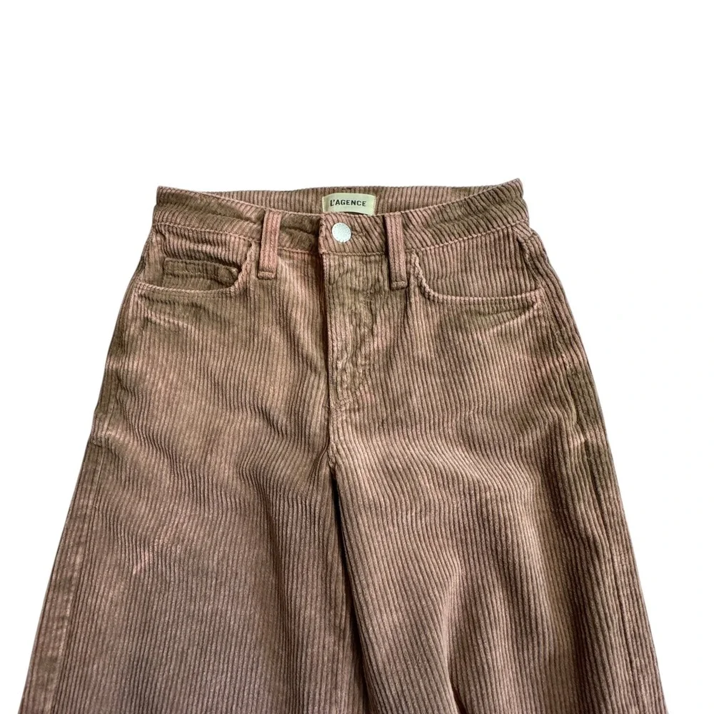 L'AGENCE Scottie High Rise Wide Leg Corduroy Pants Womens 23 Plaster Brown NWOT - Picture 4 of 14